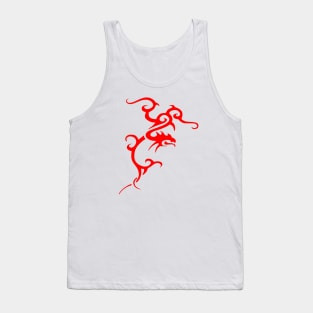 Minimalistic Japanese Tribal Style Dragon In Red Tank Top